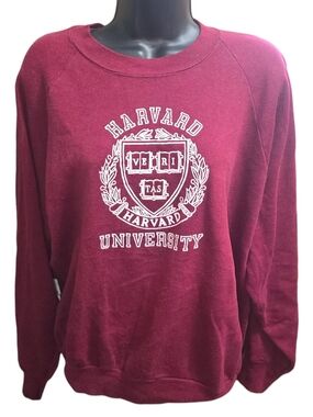 Vintage Harvard University Sweatshirt XL USA Made Miller 80s 90s Raglan Crest